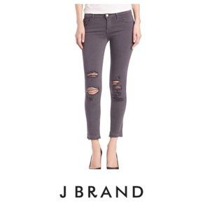 J BRAND Photo Ready Demen Grey Cropped Low-Rise Jeans, Size 24
